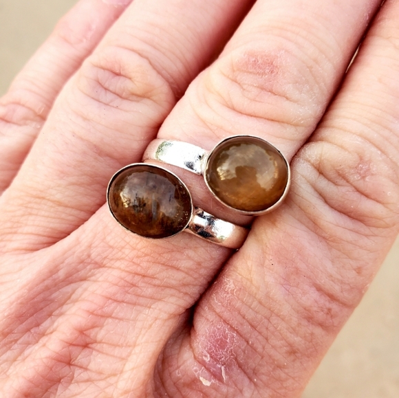 New Golden Rutile Adjustable 925 Silver Ring. - Picture 10 of 16